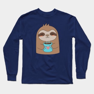 Cute Coffee Sloth T-Shirt Long Sleeve T-Shirt